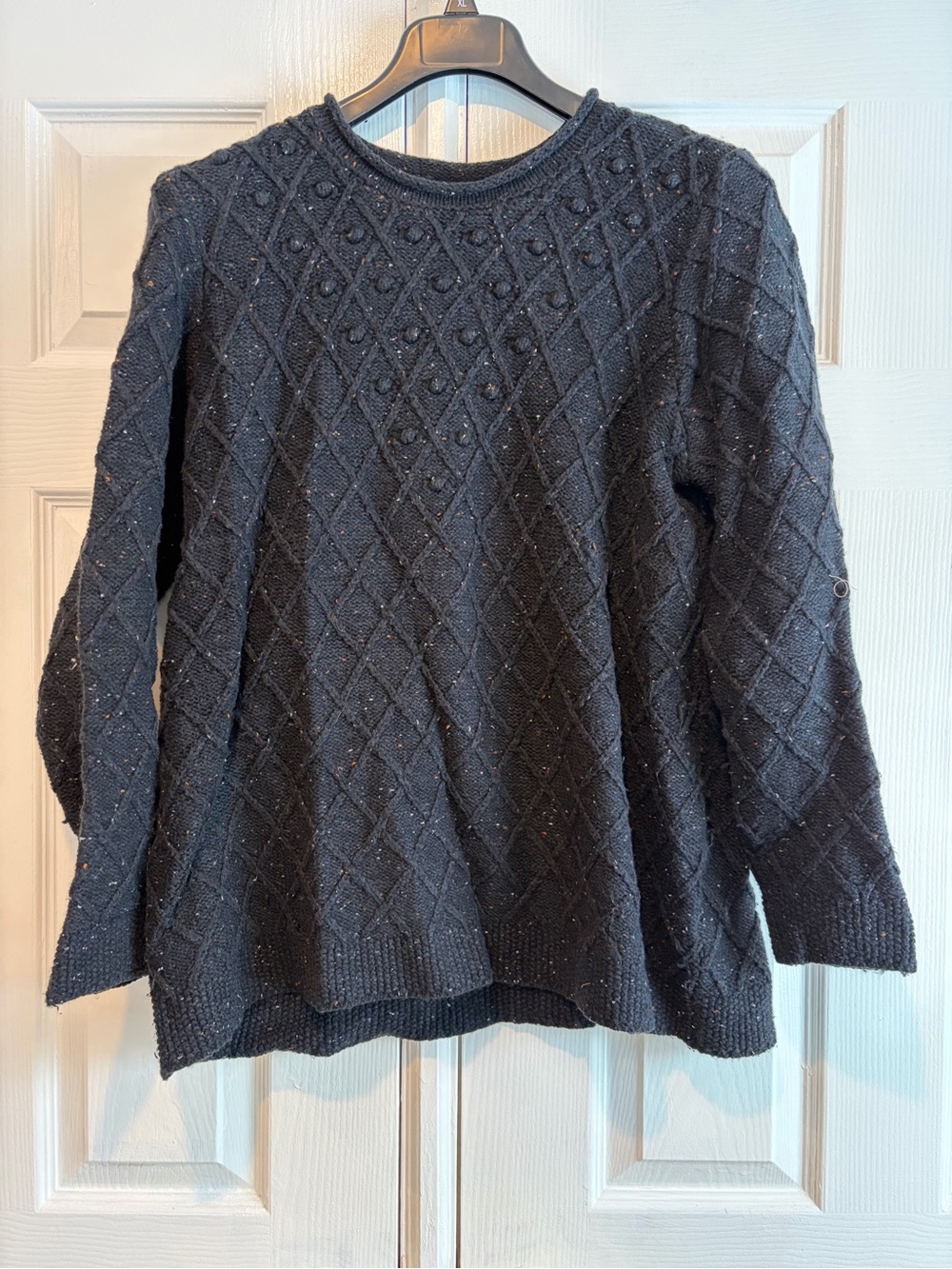 Lands' End Black Diamond Cable Crew Sweater